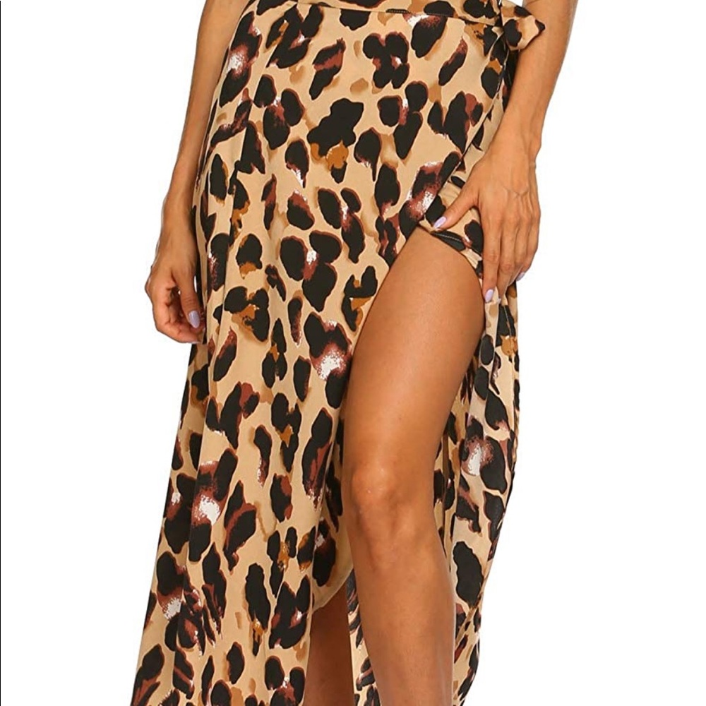 High low leopard wrap skirt